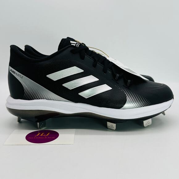 Adidas Women's PureHustle 2 Metal Softball Cleats Black/Silver H00984 Size 7.5 - Picture 1 of 10